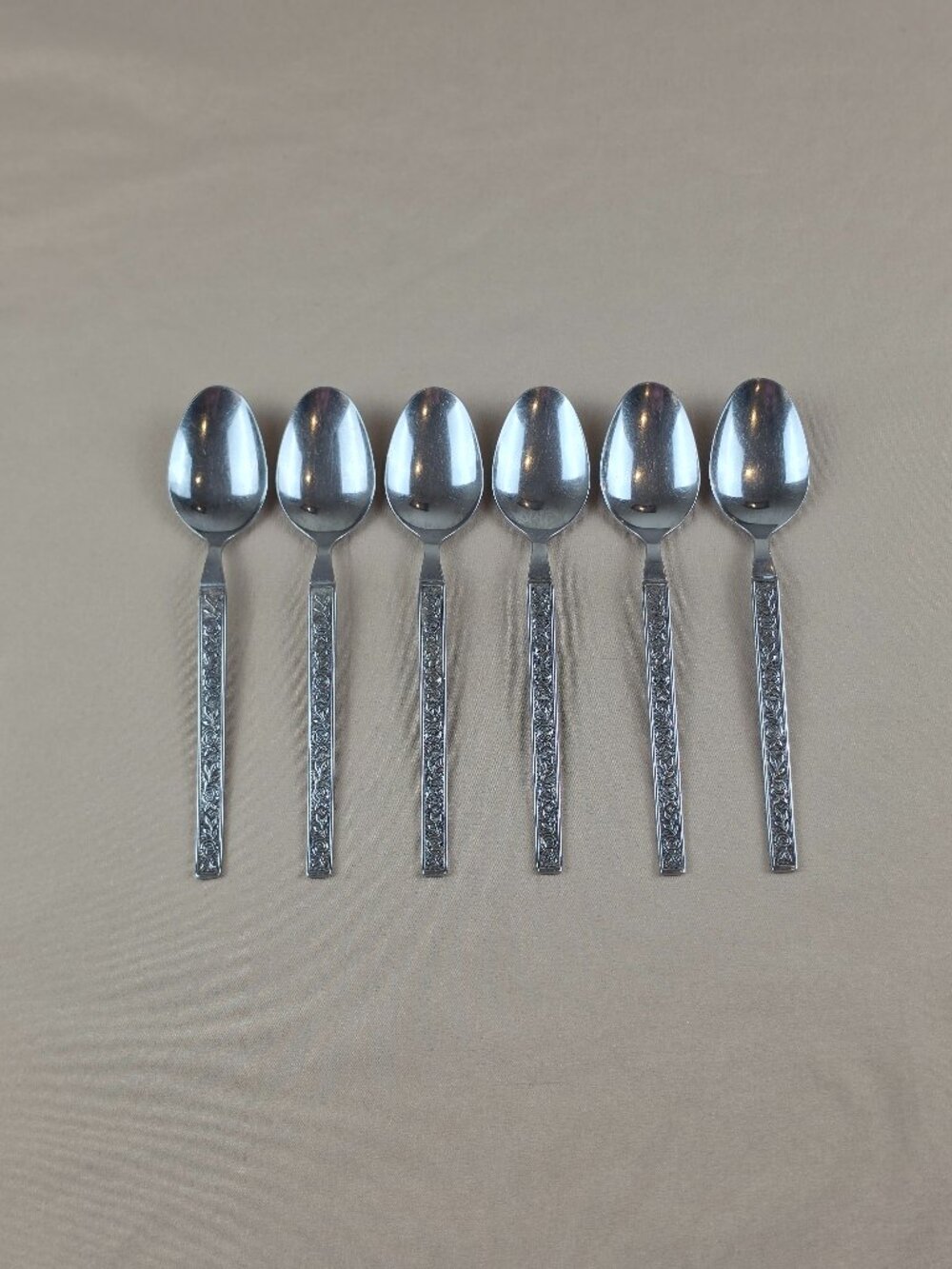 Vtg Interpur Mexicali Rose 6-Teaspoons Silverware Flatware Stainless JAPAN